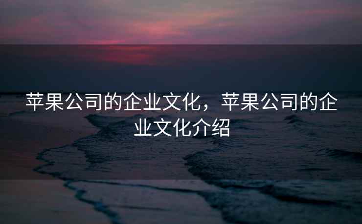 苹果公司的企业文化，苹果公司的企业文化介绍