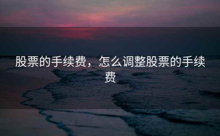 股票的手续费，怎么调整股票的手续费
