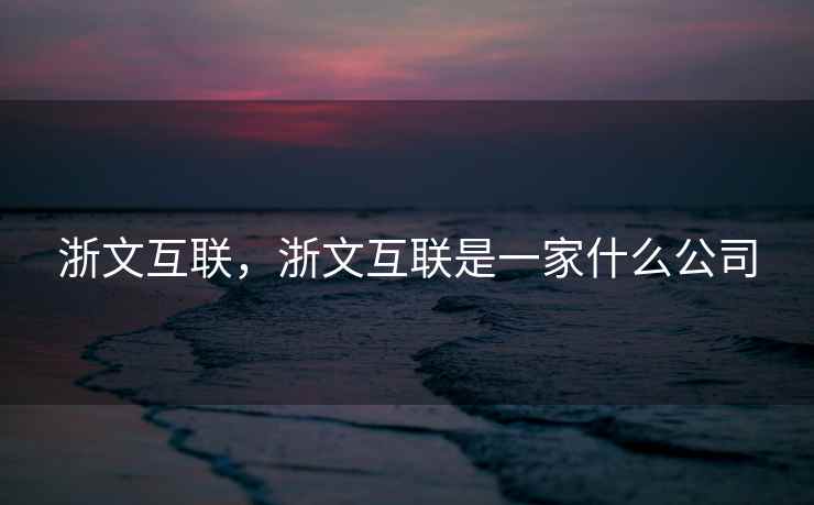 浙文互联，浙文互联是一家什么公司
